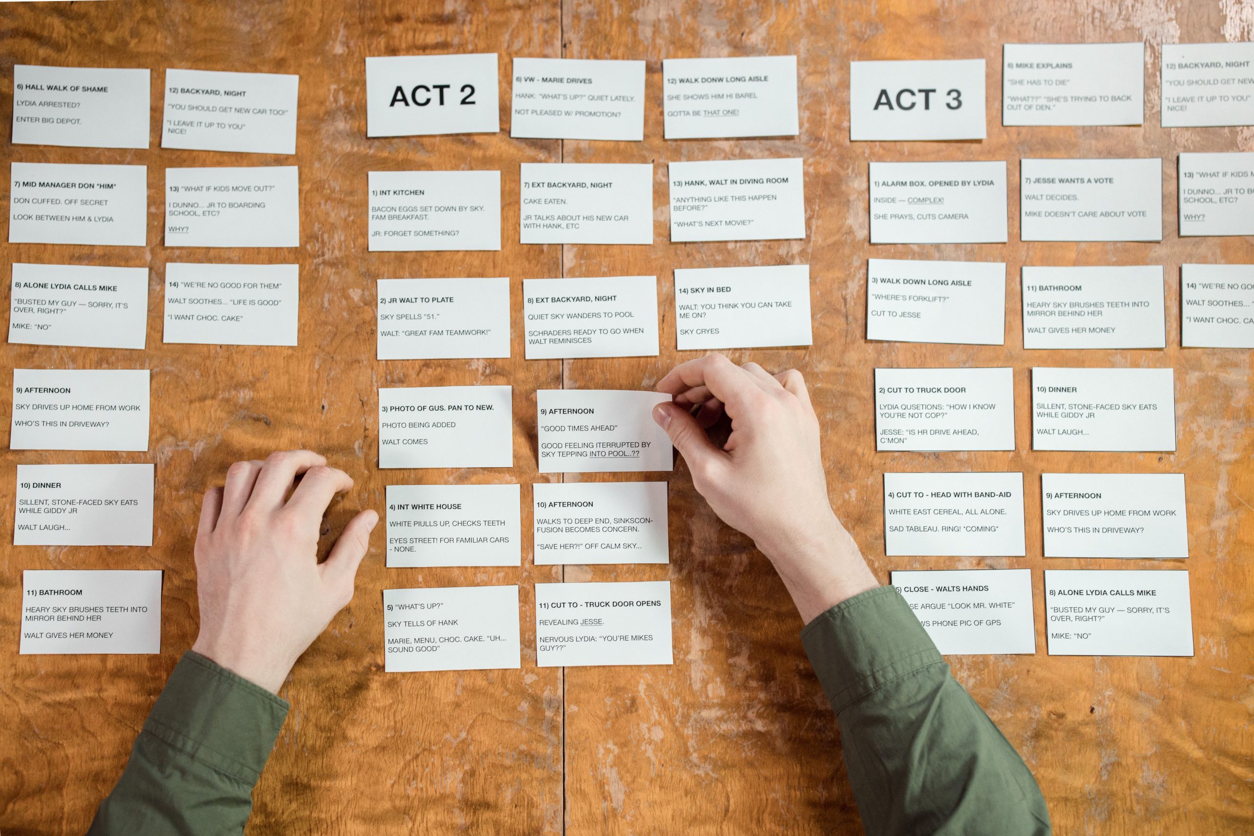 Actor trying to use chunking method to prepare for a monologue.